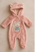 Macacão ted inverrno bebê menina - Quentinho com capuz
