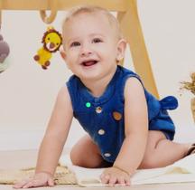 Macacão tipo romper urso jeans