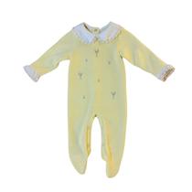Macacão Tricotil Algodão Egípcio Margaridas Amarelo - Bibe Tamanho:P