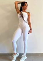 Macacão Unilateral Branco com detalhe de Vaquinha e com Zero Transparência Macacão Unilateral Branco com detalhe de Vaquinha e com Zero Transparência