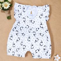 Macacão Verão Com Babado Para Bebê Menina - Milk Branco Macacão Verão Com Babado Para Bebê Menina - Milk Branco