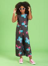 Macacão Verão Menina Preto Pantacourt Borboleta