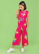 Macacão Verão Menina Rosa Pantacourt Borboleta