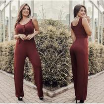 Macacão Versátil Com Bijou Na Alça Calça Pantalona