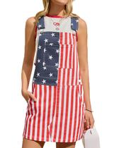Macacão Vestido Bindefon com Bolsos Estampa da Bandeira Americana Macacão Vestido Bindefon com Bolsos Estampa da Bandeira Americana