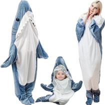 Macacão vestível com capuz Shark Blanket Quincunx para adultos e crianças