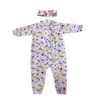 Macacão Zíper Arco Íris com Faixa de Cabelo Tam.1