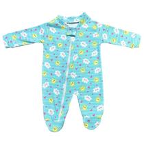 Macacão Zíper Bebê Malha Suedine 100% Algodão Céu Azul Macacão Zíper Bebê Malha Suedine 100% Algodão Céu Azul