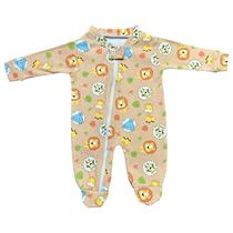 Macacão Zíper Bebê Malha Suedine 100% Algodão Safari Marrom Macacão Zíper Bebê Malha Suedine 100% Algodão Safari Marrom