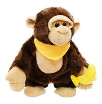 Macaco Com Faixa No Pescoço E Banana Na Mão 29cm Pelúcia