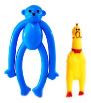 Macaco Frango Borracha Mordedor Brinquedo Pet Cachorro Cães