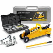 Macaco Hidráulico Jacaré Capacidade 2ton com Kit 40 Soquetes