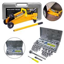 Macaco Hidráulico Jacaré Capacidade 2ton Com Kit C/ 40 Soquetes