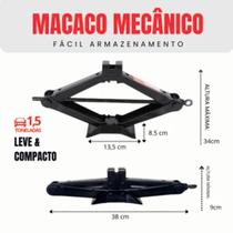 Macaco Mecânico Sanfona Universal 1,5T toneladas P/ Carros De Passeio Em Aço Alta Capacidade