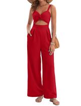 Macacões AGERWAY Dressy Summer com decote em V Twist Red para mulheres