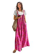 Macacões casuais YESNO de pernas largas para mulheres, macacões florais plissados, macacões, roupas de verão com bolsos, 2GG, P0D CR026