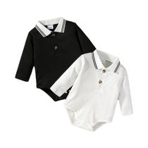 Macacões De Manga Longa Para Bebês Meninos 2 Peças Primavera Outono Sólido 2 Cores Recém-Nascido-18M