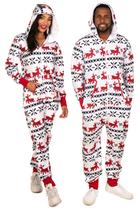 macacões de Natal Tipsy Elves White Fair Isle Adults macacões de Natal Tipsy Elves White Fair Isle Adults