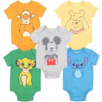 Macacões Disney Mickey Mouse Lion King Pooh Bear Tigger Stitch Baby de 3 a 6 meses, pacote com 5