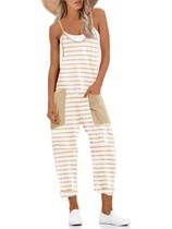 Macacões femininos Tankaneo, verão, praia, decote em V, listrados