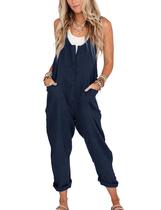 Macacões femininos Yeokou, macacões, linho, algodão, solto, azul marinho, XXL Macacões femininos Yeokou, macacões, linho, algodão, solto, azul marinho, XXL