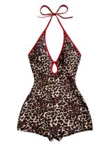 Macacões MakeMechic de verão femininos com estampa de leopardo Macacões MakeMechic de verão femininos com estampa de leopardo