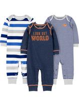 Macacões Simple Joys da Carter's Baby Boys, pacote com 3, 6 a 9 meses