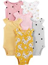 Macacões Simple Joys da Carter's Baby Girls, pacote com 6 unidades sem mangas Macacões Simple Joys da Carter's Baby Girls, pacote com 6 unidades sem mangas