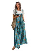 Macacões YESNO, casuais, de perna larga, boho, florais, 100% algodão, 2GG Macacões YESNO, casuais, de perna larga, boho, florais, 100% algodão, 2GG