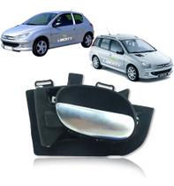 Maçaneta da porta peugeot 206 207 sw dianteira/traseira lado esquerdo prata 1998 a 2014