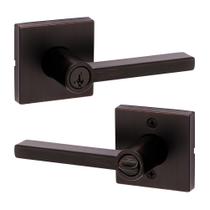 Maçaneta de entrada Kwikset Halifax com fechadura e chave, exterior de alavanca reversível com chave segura, para entrada frontal e quartos, bronze veneziano, Smartkey Rekey Security resistente a picaretas e Microban