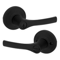 Maçaneta de entrada Kwikset Henley com fechadura e chave, exterior de alavanca reversível com chave segura, para entrada frontal e quartos, preta fosca, resistente a picaretas, Smartkey Rekey Security e Microban