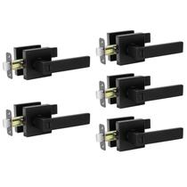 Maçaneta de porta AIKKIL Black Interior Square Keyless Lock, pacote com 5