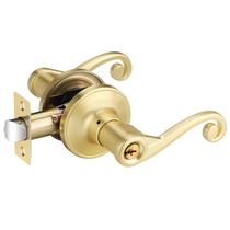 Maçaneta de porta Bonpoly Gold Entry com chaves com acabamento em latão acetinado
