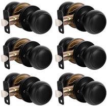 Maçaneta de porta de passagem HOSOM Matte Black, pacote com 6 para portas interiores