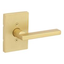 Maçaneta de porta fictícia Kwikset Halifax em latão acetinado com Microban Maçaneta de porta fictícia Kwikset Halifax em latão acetinado com Microban