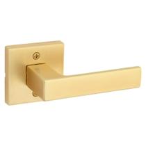 Maçaneta de porta fictícia Kwikset Singapore em latão acetinado reversível Maçaneta de porta fictícia Kwikset Singapore em latão acetinado reversível