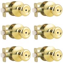 Maçaneta de porta GOBEKOR em latão polido Privacy Tulip Keyless, pacote com 6