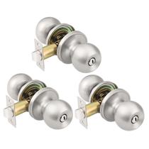 Maçaneta de porta KNOBWELL de níquel escovado para quarto e banheiro, pacote com 3