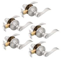 Maçaneta de porta KNOBWELL Privacy Brushed Nickel, pacote com 5 unidades, estilo Wave Maçaneta de porta KNOBWELL Privacy Brushed Nickel, pacote com 5 unidades, estilo Wave