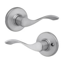 Maçaneta de porta Kwikset Balboa Interior Privacy com fechadura em cromo acetinado Maçaneta de porta Kwikset Balboa Interior Privacy com fechadura em cromo acetinado