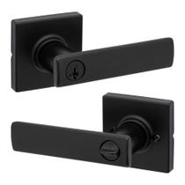 Maçaneta de porta Kwikset Breton Entry com fechadura e chave em preto fosco