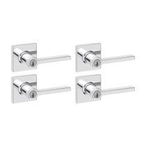 Maçaneta de porta Kwikset Casey, pacote com 4 chaves de bloqueio cromadas polidas Maçaneta de porta Kwikset Casey, pacote com 4 chaves de bloqueio cromadas polidas