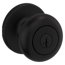 Maçaneta de porta Kwikset Cove Entry com fechadura e chave preta fosca Maçaneta de porta Kwikset Cove Entry com fechadura e chave preta fosca