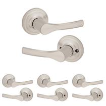 Maçaneta de porta Kwikset Henley Interior Passage em níquel acetinado Maçaneta de porta Kwikset Henley Interior Passage em níquel acetinado