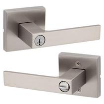 Maçaneta de porta Kwikset Singapore Satin Nickel Key Entry Maçaneta de porta Kwikset Singapore Satin Nickel Key Entry