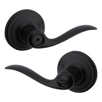 Maçaneta de porta Kwikset Tustin Interior Privacy com fechadura preta fosca Maçaneta de porta Kwikset Tustin Interior Privacy com fechadura preta fosca