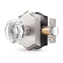 Maçaneta de porta Orger Passage Glass Clear Crystal Satin Nickel