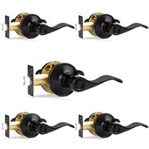 Maçaneta de porta Probrico Interior Black Privacy Wave Style x5 Maçaneta de porta Probrico Interior Black Privacy Wave Style x5