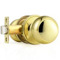 Maçaneta de porta Probrico Keyless Flat Ball, latão polido, pacote com 1 pacote